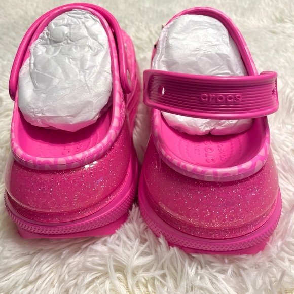 SOLD Crocs Barbie™ The Movie Mega Crush Clogs pink glitter platforms size 9 NWT - Picture 8 of 17